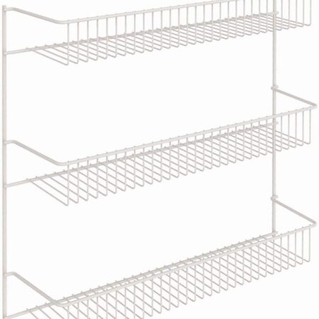 3-Tier Hanging Wall Mounted Metal Rack for Spices, Shelf Storage, Pantry Organization, Laundry, Kitchen, Bathroom, White, 8022 , 18-Inch Wide