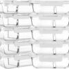 [10-Pack,30 Oz Glass Meal Prep Containers 2 Compartments Airtight Lunch Bento Boxes with Lids, Glass Food Storage Containers, Microwave, Oven, Freezer and Dishwasher, White