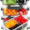 [5-Pack, 36 oz] Glass Meal Prep Containers 3 Compartment with Lids, Glass Lunch Containers,Food Prep Lunch Box,Bento Box,Microwave, Oven, Freezer, Dishwasher (4.5 Cups)