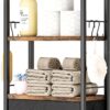 Bathroom Storage Organizer Wall Mounted, 3 Tier Bathroom Towel Rack Shelf with Storage Drawer Double Towel Bars and Hooks, Industrial Bathroom Shelves Over Toilet, Rustic Black and Brown (A)