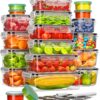 40 Piece Food Storage Containers with Lids(20 Containers & 20 Lids), BPA-Free Plastic Food Containers for Kitchen Storage and Organization, Leak Proof Meal Prep Container, Includes Labels & Pen