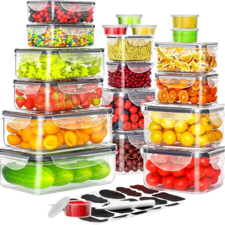 40 PCS Food Storage Containers with Lids Airtight (20 Containers & 20 Lids), Plastic Storage Meal Prep Container-Stackable 100% Leakproof & Microwave Organization and Storage Sets, Lunch Containers