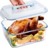 Glass Bread Box Airtight Bread Container, 190oz / 24Cup Large Glass Storage Containers with Lids, Ideal Airtight Food Storage Containers, Roasting Turkey/Chicken/Cookie, Oven&Dishwasher Safe