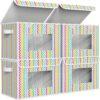 Fabric Foldable Storage Boxes [4-Pack] Large Collapsible Stackable Storage Bins with Lids, Closet Organizers and Storage Cube Basket for Home, Office, Bedroom (Colorful, 17”x 12” x 12”)